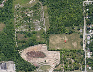 Location of Jane Addams Elementary School (A) and Sherwood Twin Drive-In Theater in Dayton, Ohio. Copyright GoogleMaps, 2012.