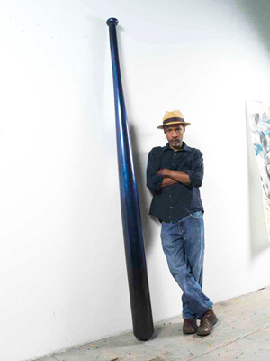 Peter Harholdt, Radcliffe Bailey in his studio with Clean Up II, November 2010. Image courtesy of the High Museum of Art. Peter Harholdt, Radcliffe Bailey in his studio with Clean Up II, November 2010. Image courtesy of the High Museum of Art.