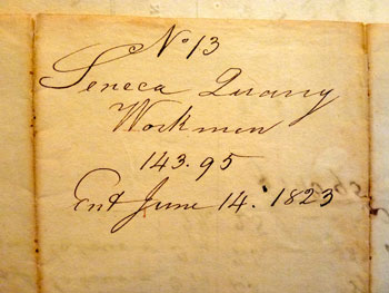 1823 Seneca Quarry workmen payroll. 1823 payroll. National Archives & Records Administration, Records Group 42: Records of the Office of Public Buildings and Public Parks of the National Capital, 1790–1992. The ARC Identifier is 3025595, MLR Number A1 18. 1823 Seneca Quarry workmen payroll. 1823 payroll. National Archives & Records Administration, Records Group 42: Records of the Office of Public Buildings and Public Parks of the National Capital, 1790–1992. The ARC Identifier is 3025595, MLR Number A1 18.