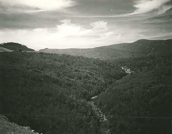 Robert E. Howe, #7, Yellowstone Falls and Headwaters of the East Fork of the Pigeon River, Section 2V of the Blue Ridge Parkway, 1955. Robert E. Howe, #7, Yellowstone Falls and Headwaters of the East Fork of the Pigeon River, Section 2V of the Blue Ridge Parkway, 1955.