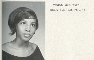 Virginia Ward's yearbook photo, Pebblebrook High School, 1970. Virginia Ward's yearbook photo, Pebblebrook High School, 1970.