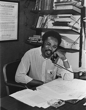 Fred Taylor at his desk at SCLC, circa 1970s. Courtesy of SCLC records, MARBL, Emory University. Fred Taylor at his desk at SCLC, circa 1970s. Courtesy of SCLC records, MARBL, Emory University.