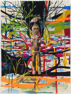 Radcliffe Bailey, Notes from Elmina III, 2011. Gouache, collage and ink on paper, 12 x 9 inches. High Museum of Art, Atlanta, Gift of Bert and Cathy Clark, 2011.9. Radcliffe Bailey, Notes from Elmina III, 2011. Gouache, collage and ink on paper, 12 x 9 inches. High Museum of Art, Atlanta, Gift of Bert and Cathy Clark, 2011.9.