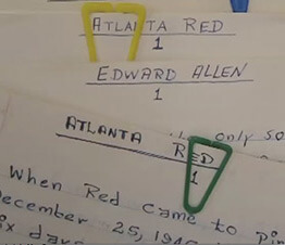 Handwritten manuscripts from Raymond Andrews archive, still from Somebody Else, Somewhere Else, 2010 Handwritten manuscripts from Raymond Andrews archive, still from Somebody Else, Somewhere Else, 2010.