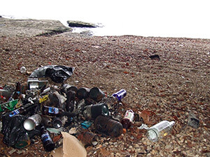 Rheta Grimsley Johnson, Trash on a beach on Pickwick Lake, Fish Trap Hollow, Mississippi, 2012. Rheta Grimsley Johnson, Trash on a beach on Pickwick Lake, Fish Trap Hollow, Mississippi, 2012.