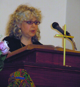 Ellen Spears, Aggie Kapelma announcing the donation of David Scribner's papers, Scottsboro, Alabama, 2011.