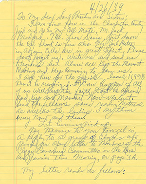 Selected page from Ralph David Abernathy's Letter from a Charleston Jail, April 1969. Courtesy of SCLC records, MARBL, Emory University. Selected page from Ralph David Abernathy's Letter from a Charleston Jail, April 1969. Courtesy of SCLC records, MARBL, Emory University.