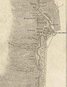 Archibald Campbell, Sketch of the northern frontiers of Georgia, extending from the mouth of the River Savannah to the town of Augusta, 1780. Library of Congress Geography and Map Division, 73694481.