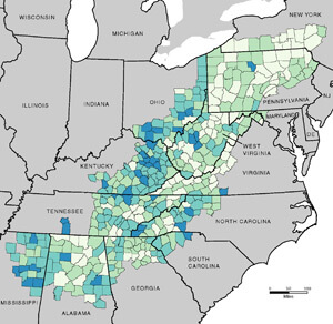 Unemployment Rates in Appalachia, 2010 (County Rates), Appalachian Regional Commission. Unemployment Rates in Appalachia, 2010 (County Rates), Appalachian Regional Commission.