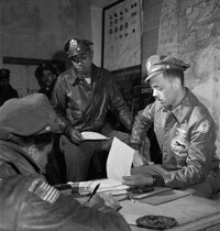 Toni Frissell, Tuskegee airmen Woodrow W. Crockett and Edward C. Gleed, Ramitelli, Italy, March 1945. Courtesy of the Library of Congress. Toni Frissell, Tuskegee airmen Woodrow W. Crockett and Edward C. Gleed, Ramitelli, Italy, March 1945. Courtesy of the Library of Congress.