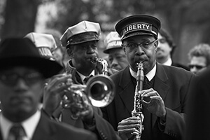 Derek Bridges, Dr. Michael White plays the jazz funeral for Doc Paulin, New Orleans, Louisiana, 2007.