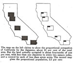 Marshall De Motte, Maps of the Japanese population, in "California: White or Yellow?" The Annals of the American Academy 93 (January 1921): 21.