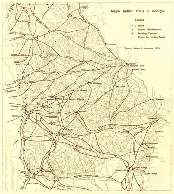 Marion R. Hemperly, Map of Indian trails in Georgia before removal, 1979.