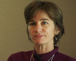 Still of Mary Odem speaking at Emory University, Atlanta, Georgia.