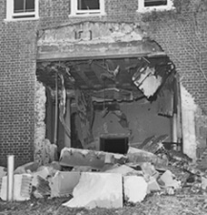 Damage from the Reform Temple bombing, October 1958 Damage from the Reform Temple bombing, October 1958