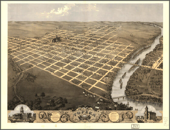 Birdseye view of Topeka, Kansas, circa 1850, Library of Congress American Memory Archive Birdseye view of Topeka, Kansas, circa 1850, Library of Congress American Memory Archive