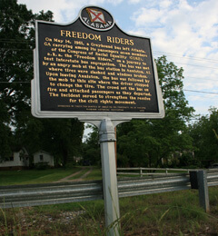 Freedom Riders historical marker outside of Anniston, Alabama, 2009.