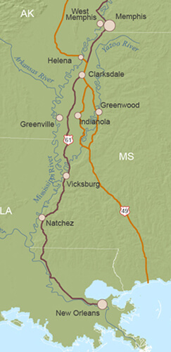 Map of Mississippi Delta from Charles Wilson's "Mississippi Delta"
