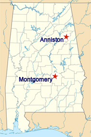 Anniston and Montgomery, Alabama Map