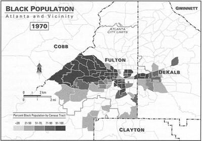 Black Population: Atlanta and Vicinity, 1970 Kevin Kruse, White Flight: Atlanta and the Making of Modern Conservatism Princeton, NJ: Princeton University Press, 2005. Black Population: Atlanta and Vicinity, 1970 Kevin Kruse, White Flight: Atlanta and the Making of Modern Conservatism Princeton, NJ: Princeton University Press, 2005.