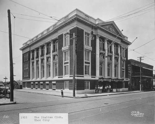 Burgert Brothers, Italian Club on 7th Avenue in Ybor City, Tampa, Florida, 1922. Catalog No.: PA 4970. Courtesy, Tampa-Hillsborough County Public Library System. Italian Club on 7th Avenue in Ybor City, Tampa, Florida, 1922. Catalog No.: PA 4970.