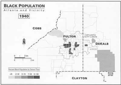 Black Population: Atlanta and Vicinity, 1940 Kevin Kruse, White Flight: Atlanta and the Making of Modern Conservatism Princeton, NJ: Princeton University Press, 2005. Black Population: Atlanta and Vicinity, 1940 Kevin Kruse, White Flight: Atlanta and the Making of Modern Conservatism Princeton, NJ: Princeton University Press, 2005.