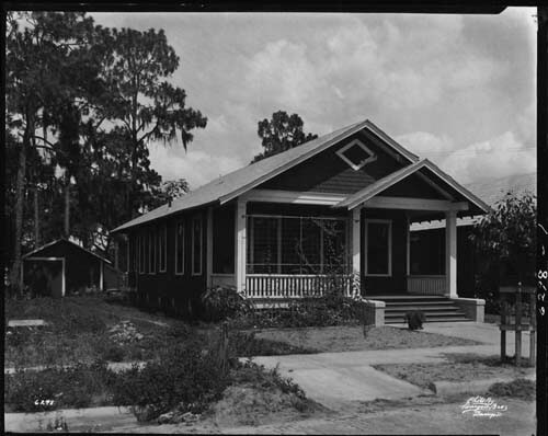 Burgert Brothers, Residence at 2719 Jefferson Street, single-story wood frame, shotgun interior full front porch with gable and trellis, Tampa, Florida. Catalog No.: PA 5780. Courtesy, Tampa-Hillsborough County Public Library System. Burgert Brothers, Residence at 2719 Jefferson Street, single-story wood frame, shotgun interior full front porch with gable and trellis, Tampa, Florida. Catalog No.: PA 5780.