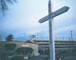 The Misión Católica with Doraville MARTA station in the background. Doraville, Georgia. Photo by Mary Odem, 2000