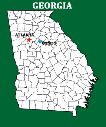Map of Oxford, Georgia
