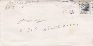 Envelope from Roscoe Halcomb, 1964 Envelope from Roscoe Halcomb, 1964