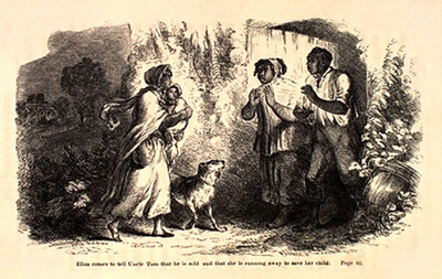 Harriette Beecher Stowe, "Eliza comes to tell Uncle Tom that he is sold and that she is running away to save her child" from Uncle Tom's Cabin. Harriette Beecher Stowe, "Eliza comes to tell Uncle Tom that he is sold and that she is running away to save her child" from Uncle Tom's Cabin.