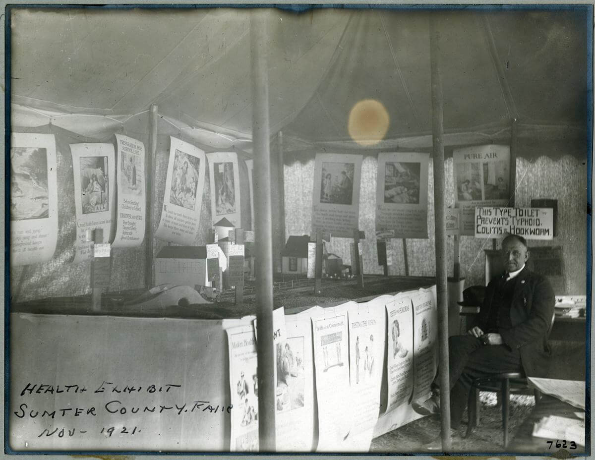 Health Exhibit, Sumter County Fair, November 1, 1921. Courtesy of the 100 Years: The Rockefeller Foundation website, Rockefeller Archive Center, Rockefeller Foundation. Health Exhibit, Sumter County Fair, November 1, 1921. Courtesy of the 100 Years: The Rockefeller Foundation website, Rockefeller Archive Center, Rockefeller Foundation.