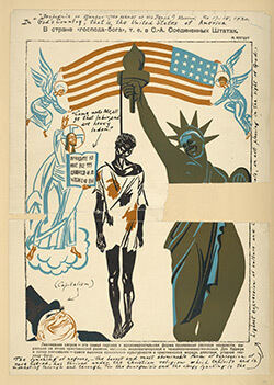 An issue of Soviet magazine Bezbozhnik, depicting the lynching of an African American, 1930. Courtesy of Wikipedia. An issue of Soviet magazine Bezbozhnik, depicting the lynching of an African American, 1930. Courtesy of Wikipedia.