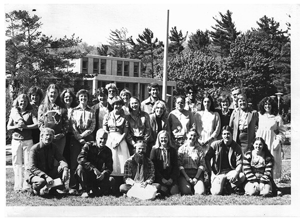 Faculty and students of the Appalachian Culture Semester, Appalachian State University, Boone, North Carolina, 1980. Dr. Patricia Beaver, professor emeritus and former director of the Center for Appalachian Studies, standing third from left. Academic activist Helen Lewis, standing second from right. Photograph courtesy of Deborah Thompson.