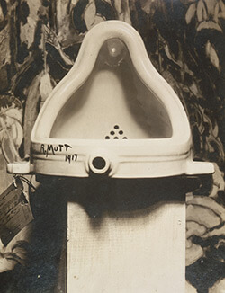 Fountain, 1917. Photograph by Alfred Stieglitz. Sculpture by Marcel Duchamp. From Henri-Pierre Roche, Beatrice Wood, and Marcel Duchamp, eds., The Blind Man No. 2 (New York, 1917), 4. Fountain, 1917. Photograph by Alfred Stieglitz. Sculpture by Marcel Duchamp. From Henri-Pierre Roche, Beatrice Wood, and Marcel Duchamp, eds., The Blind Man No. 2 (New York, 1917), 4.