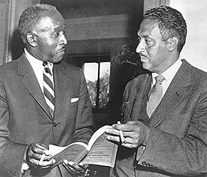 Louis R. Redding, left, of Wilmington, Del., and Thurgood Marshall, general counsel for NAACP, conferring at the Supreme Court during a recess in the court's hearing on racial integration in the public schools, Washington, D.C., 1955. Library of Congress, Prints and Photographs Division, LC-USZ62-117797. Louis R. Redding, left, of Wilmington, Del., and Thurgood Marshall, general counsel for NAACP, conferring at the Supreme Court during a recess in the court's hearing on racial integration in the public schools, Washington, D.C., 1955. Library of Congress, Prints and Photographs Division, LC-USZ62-117797.