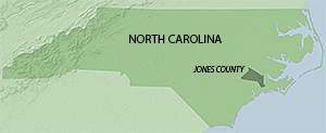 Location of Jones County in North Carolina. Map by Southern Spaces, 2015.