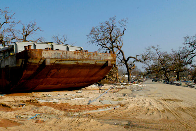 Kate Medley, Barge washed ashore after Hurrican Katrina, Gulfport, Mississippi, 2005. Kate Medley, Barge washed ashore after Hurrican Katrina, Gulfport, Mississippi, 2005.