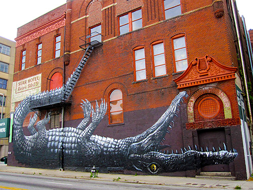 Brandon P. Wicks, ROA's graffiti at 209 Mitchell Street, Atlanta, Georgia, 2012