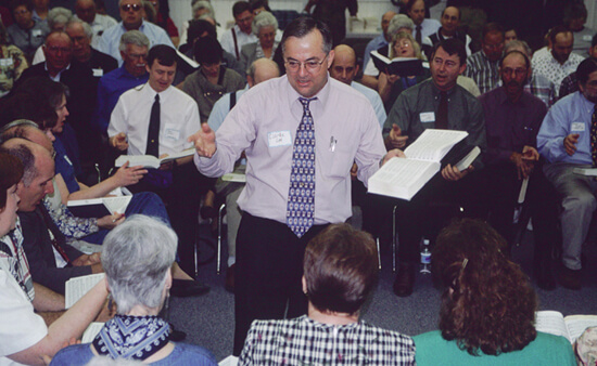Laurie Kay Sommers, Clarke Lee leads All-Day Sacred Harp Sing, Hoboken, Georgia, 1997.
