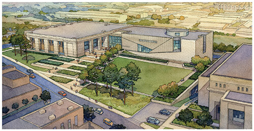 The Museum of Mississippi History and the Mississippi Civil Rights Museum mock-up from the 2 Mississippi Museums Project Fact Sheet, 2013.