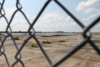 Decaying wharves, Felicity Street, New Orleans, Louisiana, 2010. Photograph by Justin Nystrom. Courtesy of Justin Nystrom.