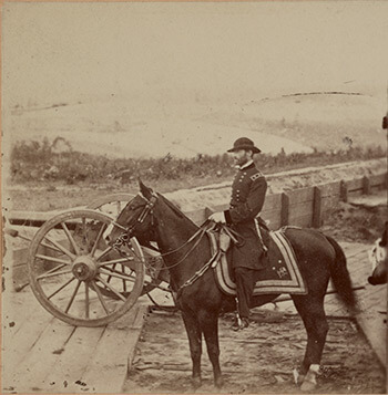"Old Tecumseh," Union Major General William T. Sherman at Confederate Fort, Atlanta, Georgia, October 1864. Stereograph by George Barnard. Courtesy of Library of Congress. "Old Tecumseh," Union Major General William T. Sherman at Confederate Fort, Atlanta, Georgia, October 1864. Stereograph by George Barnard. Courtesy of Library of Congress.