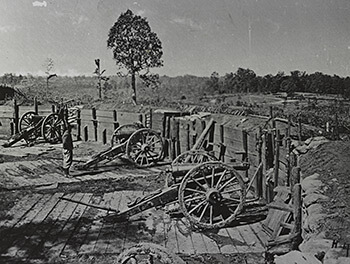 Confederate fort near Atlanta, Georgia, part of the city's inner ring of fortification during the Federal occupation, 1864. Photographic print by George H. Barnard. Courtesy of Library of Congress. Confederate fort near Atlanta, Georgia, part of the city's inner ring of fortification during the Federal occupation, 1864. Photographic print by George H. Barnard. Courtesy of Library of Congress.