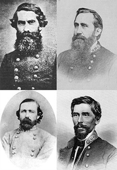 Hardee's division commanders. Confederate division commanders whose units completed Hardee's Night March, clockwise from upper left, William H. T. Walker, Patrick R. Cleburne, William B. Bate, and George E. Maney. Compilation by Christopher Sawula. Hardee's division commanders. Confederate division commanders whose units completed Hardee's Night March, clockwise from upper left, William H. T. Walker, Patrick R. Cleburne, William B. Bate, and George E. Maney. Compilation by Christopher Sawula.