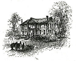 Augustus Hurt House, Sherman's temporary headquarters, Atlanta, Georgia, ca. 1864, Battles and Leaders of the Civil War, vol. 4. Sketch by Theodore Davis. Augustus Hurt House, Sherman's temporary headquarters, Atlanta, Georgia, ca. 1864, Battles and Leaders of the Civil War, vol. 4. Sketch by Theodore Davis.
