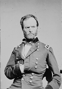 Union Major General William T. Sherman, officer of the Federal Army, advancing on Atlanta, ca. 1860. Wet plate negative. Courtesy of Brady National Photographic Art Gallery. Union Major General William T. Sherman, officer of the Federal Army, advancing on Atlanta, ca. 1860. Wet plate negative. Courtesy of Brady National Photographic Art Gallery.