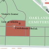 Oakland Cemetery, Atlanta, Georgia. Battle of Atlanta map by Michael Page, 2014. Oakland Cemetery, Atlanta, Georgia. Battle of Atlanta map by Michael Page, 2014.