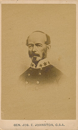Confederate General Joseph E. Johnston, commander of the Army of Tennessee during the first months of the Atlanta Campaign. Albumen print. Confederate General Joseph E. Johnston, commander of the Army of Tennessee during the first months of the Atlanta Campaign. Albumen print.