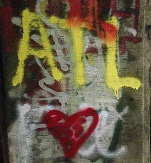 ATL, Love, graffiti in Atlanta, Georgia's Krog Street Tunnel, February 17, 2014. Photograph by Eric Solomon. From Eric Solomon. ATL, Love, graffiti in Atlanta, Georgia's Krog Street Tunnel, February 17, 2014. Photograph by Eric Solomon. From Eric Solomon.